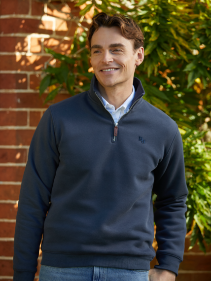 Beaumont & Bear Tuckenhay Unisex 1/4 Zip Sweatshirt - Washed Navy