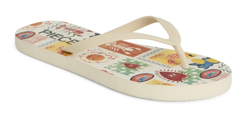 Pieces Summer Print Flip Flops - Cream PCSUMMER 17156850
