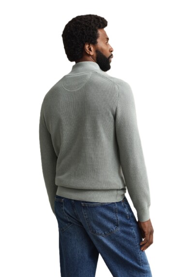 Gant Textured Cotton Half-Zip - Ceramic Grey 8030292-010