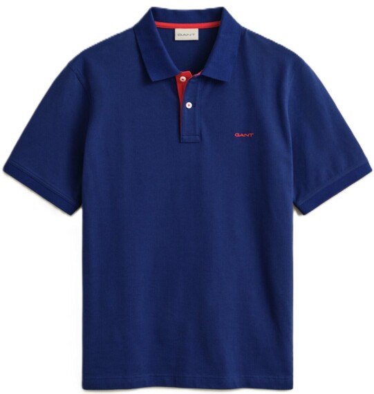 Gant Contrast Pique Polo Shirt - Rich Navy 2062026-432