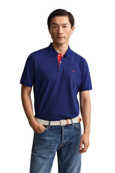 Gant Contrast Pique Polo Shirt - Rich Navy 2062026-432