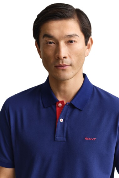 Gant Contrast Pique Polo Shirt - Rich Navy 2062026-432