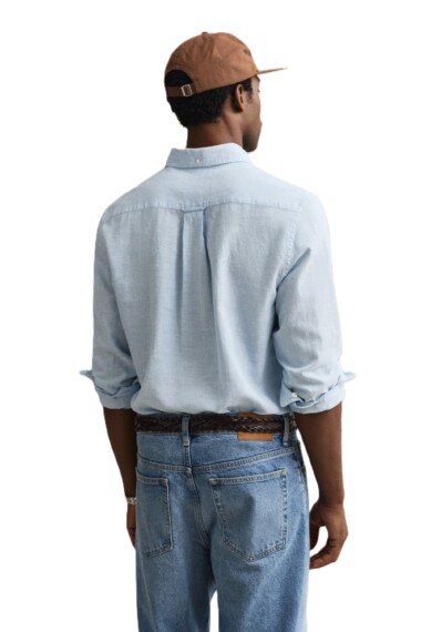 Gant Regular Fit Linen Blend Shirt - Sky Blue 3250082-450