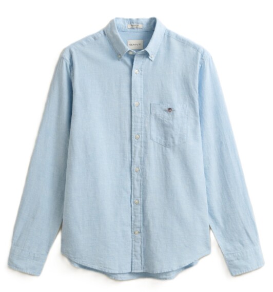 Gant Regular Fit Linen Blend Shirt - Sky Blue 3250082-450