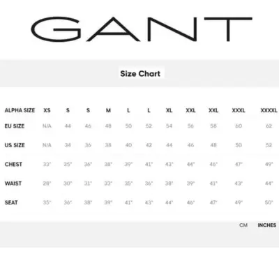 Gant Size Guide