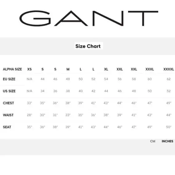 Gant Size Guide