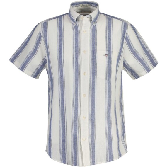 Gant Striped Linen Short Sleeve Shirt - Vintage Blue 3260076-442