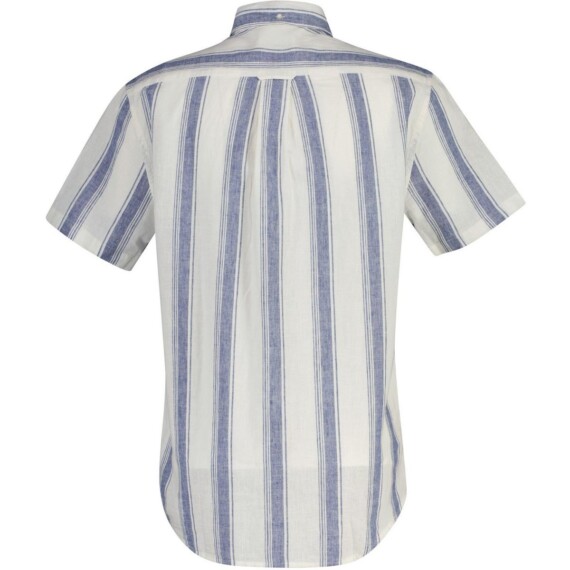 Gant Striped Linen Short Sleeve Shirt - Vintage Blue 3260076-442