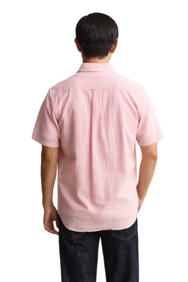 Gant Striped Seersucker Short Sleeve Shirt - Pink 3260038-622