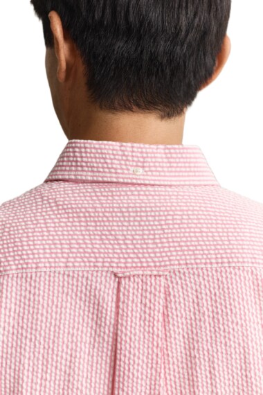 Gant Striped Seersucker Short Sleeve Shirt - Pink 3260038-622