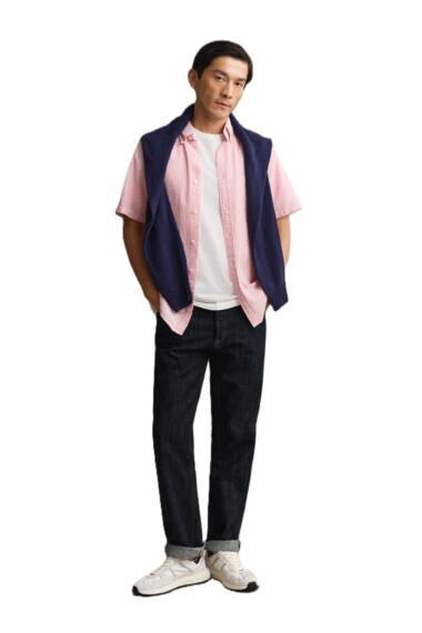 Gant Striped Seersucker Short Sleeve Shirt - Pink 3260038-622