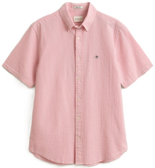 Gant Striped Seersucker Short Sleeve Shirt - Pink 3260038-622