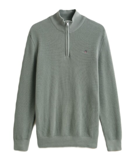 Gant Textured Cotton Half-Zip - Ceramic Grey 8030292-010