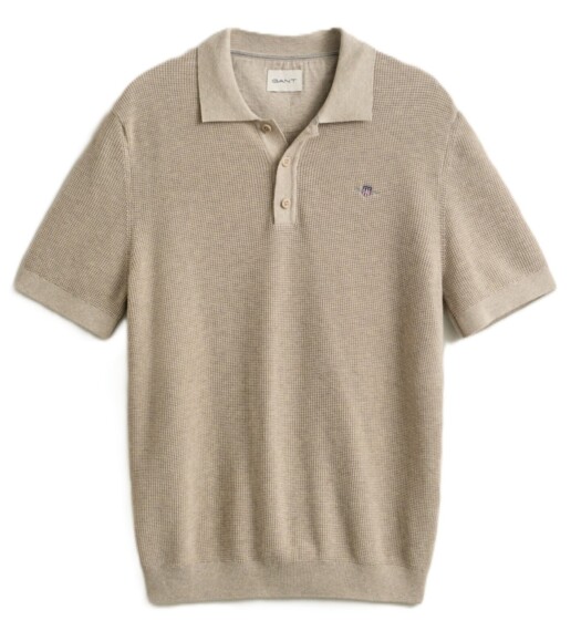 Gant Textured Cotton Polo - Oat Melange 8030294-198