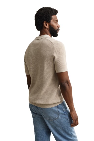 Gant Textured Cotton Polo - Oat Melange 8030294-198