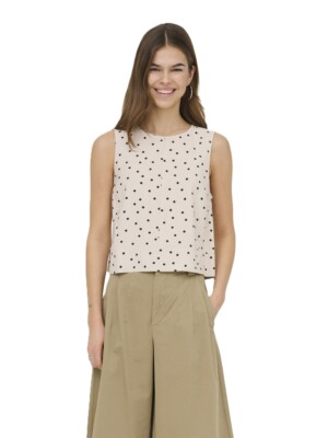 Only Dorsi Polka Dot Sleeveless Top - Pumice Stone ONLDORSI 15364286