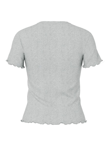 Pieces Marie Pointelle T-Shirt - Light Grey PCMARIE 17152053