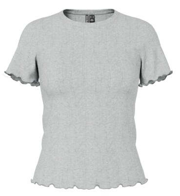 Pieces Marie Pointelle T-Shirt - Light Grey PCMARIE 17152053