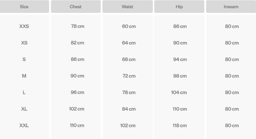 Pieces/Vero Moda/Only Size Guide