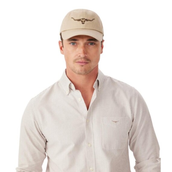 RM Williams Longhorn Twill Cap - Ecru ACX9OWIJ206