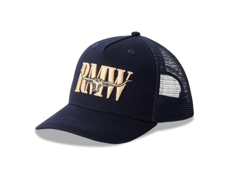 RM Williams Steers Head Trucker Cap - Navy ACX9OWI450300