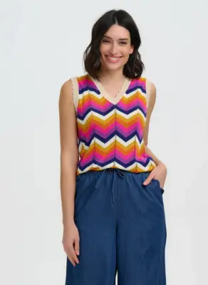 Sugarhill Brighton Rosy Chevron Vest - Multi K0939