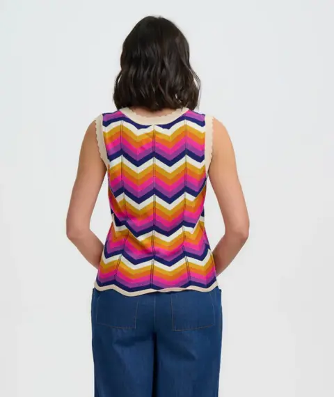 Sugarhill Brighton Rosy Chevron Vest - Multi K0939