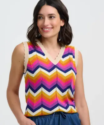 Sugarhill Brighton Rosy Chevron Vest - Multi K0939