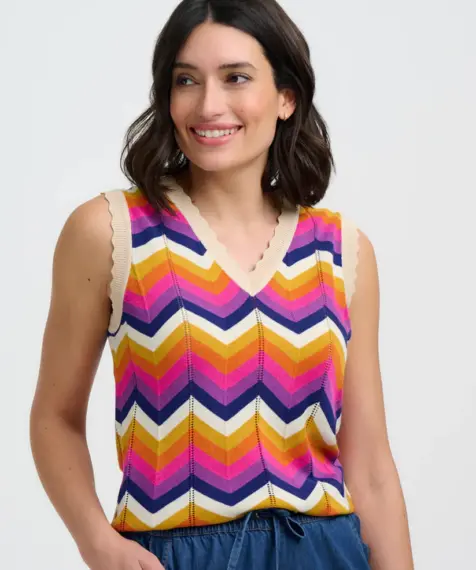 Sugarhill Brighton Rosy Chevron Vest - Multi K0939