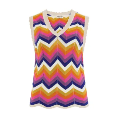 Sugarhill Brighton Rosy Chevron Vest - Multi K0939