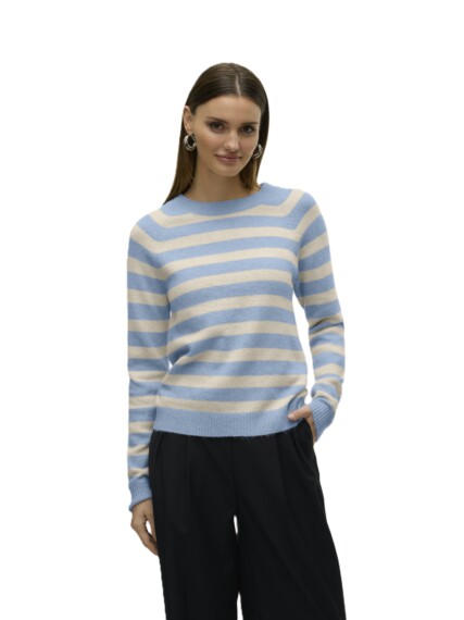 Vero Moda Doffy Knitted Striped Jumper - Blue/Cream VMDOFFY 10201022