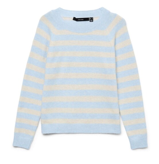 Vero Moda Doffy Knitted Striped Jumper - Blue/Cream VMDOFFY 10201022