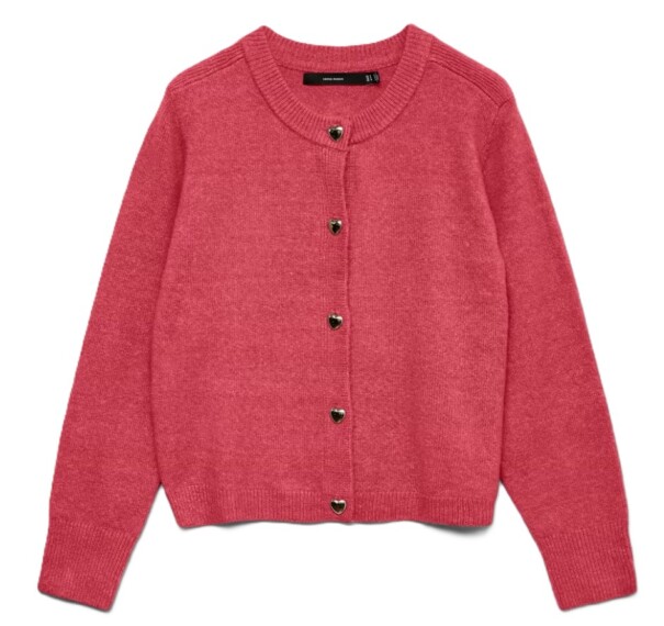 Vero Moda Fiona Seashell Button Cardigan - Holly Berry