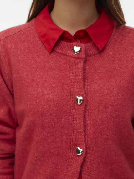 Vero Moda Fiona Seashell Button Cardigan - Holly Berry