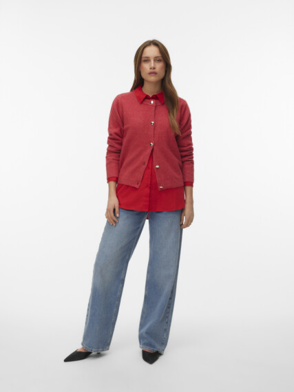 Vero Moda Fiona Seashell Button Cardigan - Holly Berry