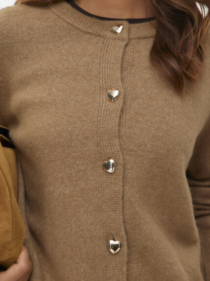 Vero Moda Fiona Seashell Button Cardigan - Silver Mink VMFIONA