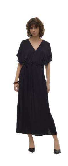 Vero Moda Menny Short Sleeve Long Dress - Black