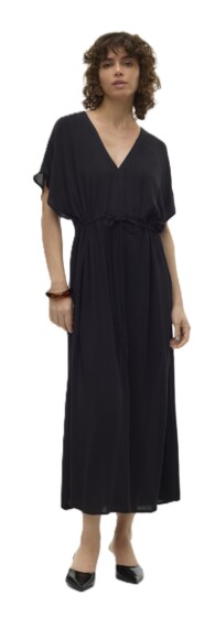 Vero Moda Menny Short Sleeve Long Dress - Black