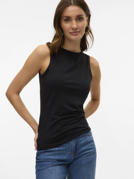 Vero Moda Panda Cotton Sleeveless Top - Black VMPANDA 10314416