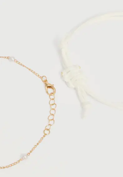Pieces Vilna Anklet 5-Pack - Cream/Gold 17133824